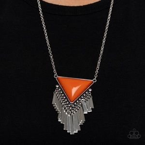 Bold Orange Fringe Necklace NWT